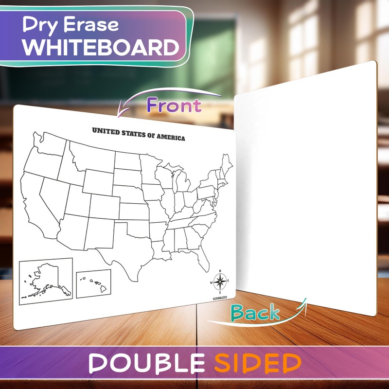SCRIBBLEDO United States Map for Classroom Dry Erase Board for