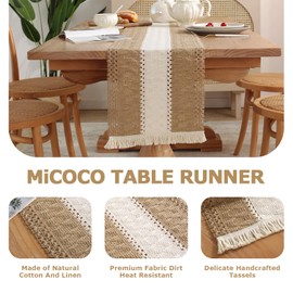 Boho White Table Runner with Tassels - Woven Cheesecloth for Bohemian Style Decoration, Wedding Parties & Daily Home Dining (240X30 CM)