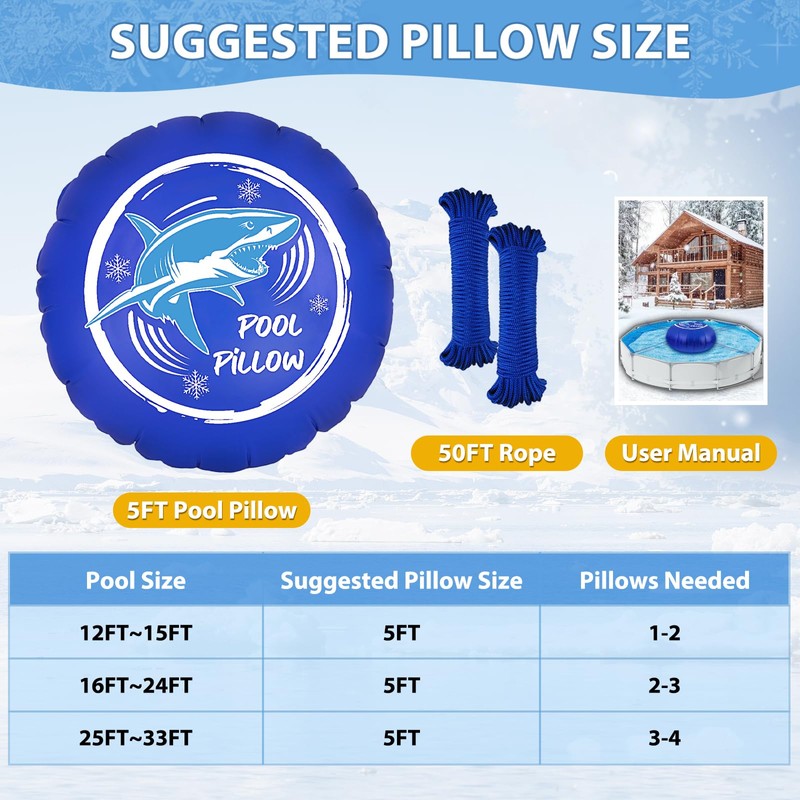Silvonte 5x5 Ft Pool Pillow for Above Ground Pools, Heavy