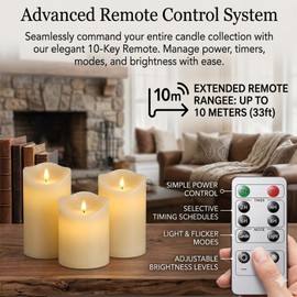 JQTEOYW Rechargeable Flameless Candles Flickering with Remote and Timer, Battery Operated 3 Pack (D 3" x H 4" 5" 6") Real Wax LED Pillar Candles, USB Charging Fake Candles for Home Decor, Wedding