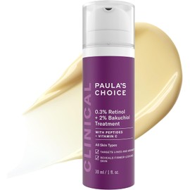 Paula's Choice CLINICAL 0.3% Retinol + 2% Bakuchiol Face Serum Treatment, Anti-Aging Serum for Face with Ceramides, Hylauronic Acid, Vitamin C & E, Deep Wrinkles & Fine Lines, Fragrance-Free, 1 oz