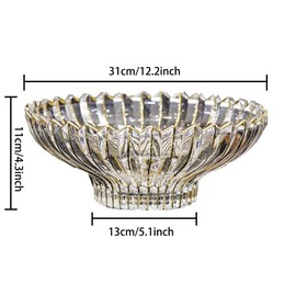 MAGCOLOR Hand-painted Gold Decorative Bowl-12 Diameter, Fruit Bowl, Kitchen Table Centerpiece, Home Decor. (Gold)