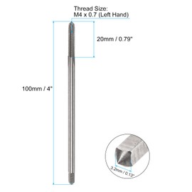 sourcing map Metric Thread Tap M4 x 0.7 H2 Left Hand 100mm Extra Long Straight Flute Screw Thread Milling Machine Taps Threading Tapping Repair Tool