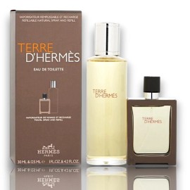 Hermes Terre d'Hermes Set 2 pc's Eau de Toilette 1.0 oz Travel + 4.2 oz  Refill Set New
