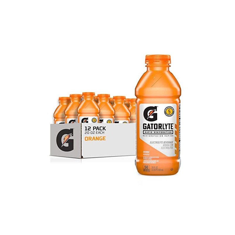 Gatorlyte Rapid Rehydration Electrolyte Beverage, Orange, 20oz Bottles (12 Pack)