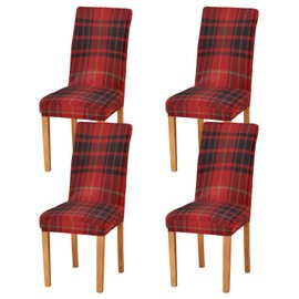 xigua Chair Covers 4 Pack,Dining Chair Slipcover Washable Removable for Kitchen,Hotel,Restaurant,Ceremony Protector-Vintage Red Plaid Classial Buffalo Check Tartan