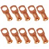 10 Pack 6 AWG 3/8" Bare Copper Ring Terminals, Heavy