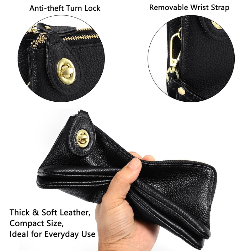 YALUXE RFID Blocking Women's Wristlet Purse Genuine Leather Small Clutch