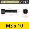 Qrity Pack of 20 M3 x 10 mm screws, cylinder