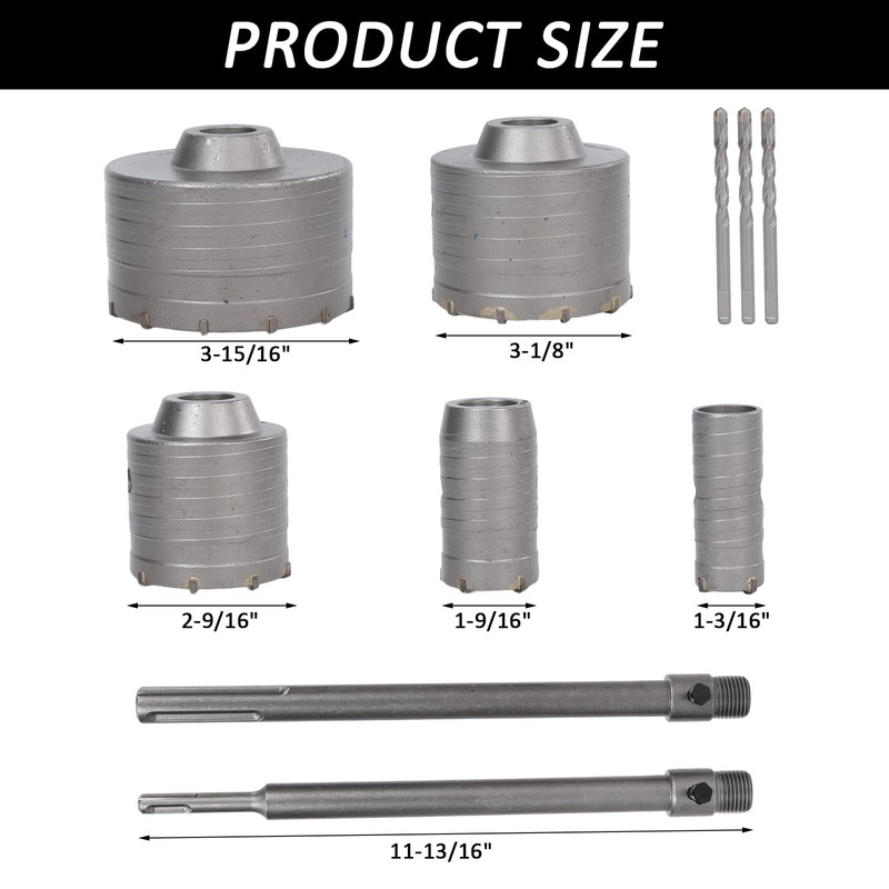 WGLOSI 9PCS Concrete Hole Saw Kit,Masonry Hole Saw with SDS