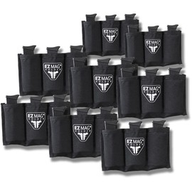 EZ Magazine Holder, Adhesive Magazine Pouch Organizer for Gun Safe, Car, Desk, Door - Pistol Clip Protection with Nylon Interior, Ammunition Single/Double Stack 9mm 10mm .40 .45-8 Pack