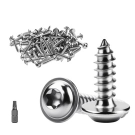 ddckj Pack of 60 Self Tapping Screws M4 x 14 mm Flat Head Self-Tapping Screws with Disc Washers Stainless Steel Screws Wood Full Thread Wood Screws Torx A2 V2A with T20 Drill