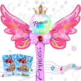 Electric Bubble Machine Fairy Bubble Wand Bubble Blower for Girls Kids Musical Handheld Bubble Machine