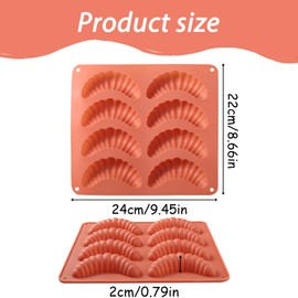 Fchil Silicone Croissant Mold, 8-Cavity Baking Pan, Terracotta