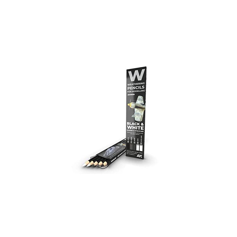 AK AK10039 Watercolour Pencil Set Black and White (5 Colours)