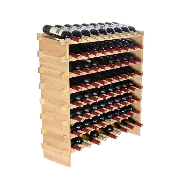 VEVOR Stackable Modular Wine Rack, 8-Tier 72 Bottles, Freestanding Wines