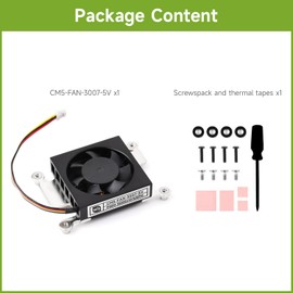 Waveshare CM5 Fan 5V 30007 Low Noise Cooling Fan Compatible with Raspberry Pi Compute Module 5 Series Board Cooler Radiators Low Noise with Thermal Tapes, 5V Power Supply