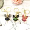 Butterfly Wings Flower Fairy Pendant Keychain Bling Crystal Rhinestone Dancing