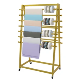 awolsrgiop Ribbon Storage Organizer Rack, 15 Tier Ribbon Organizer Ribbon Holder Double-Sided Scarf Rack Xmas Gift Wrapping Paper Station with Wheels for Home, Craft Room, Flower Store (Gold)