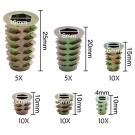 Threaded Insert Nuts, 50pcs Zinc Alloy Furniture Hex Socket Assorted Rivet Nuts Set M4/M5/M6/M8/M10 Assortment Tool Kit for Wood Furniture