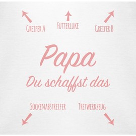 Shirtracer - Baby Bodysuit Boy Girl - Baby Romper Girl & Boy - Papa du schaffst das Rosa, 2 White