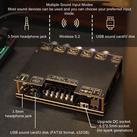 Placa Amplificadora de Potencia Bluetooth, Bluetooth 5.2 50W×2 100W Placa Amplificadora de Subwoofer de 2.1 Canales, Módulo Amplificador de Potencia de Audio de 12V-24V para