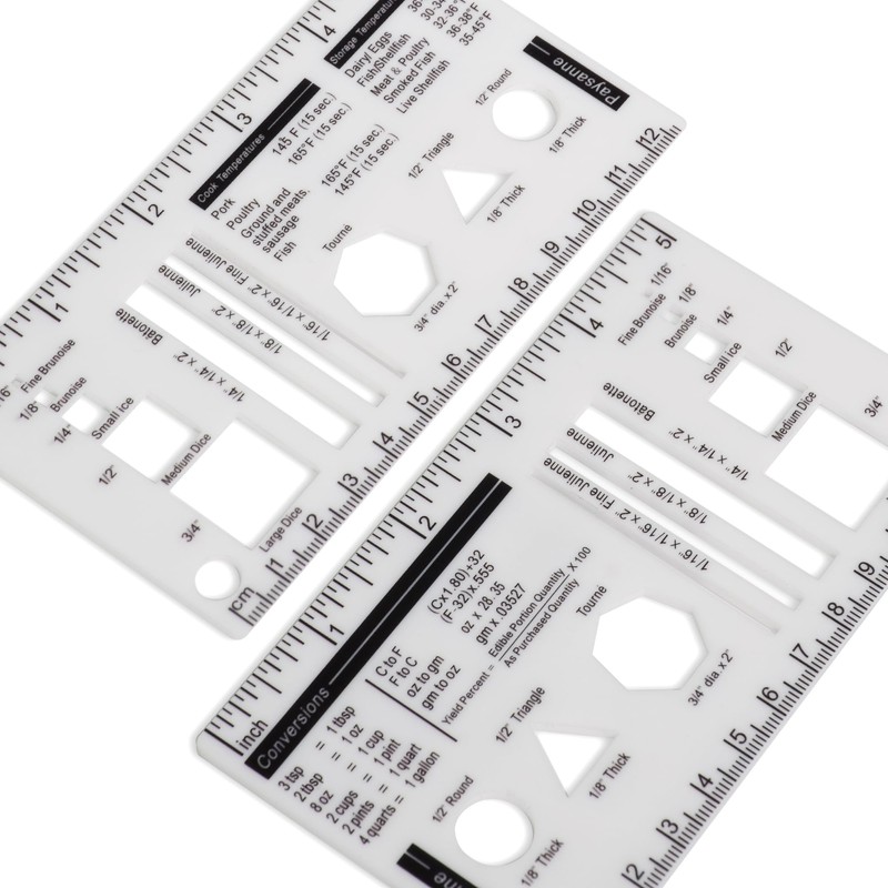 UPTTHOW Culinary Ruler Acrylic Mini Cutting Reference Template Cooking Measurement