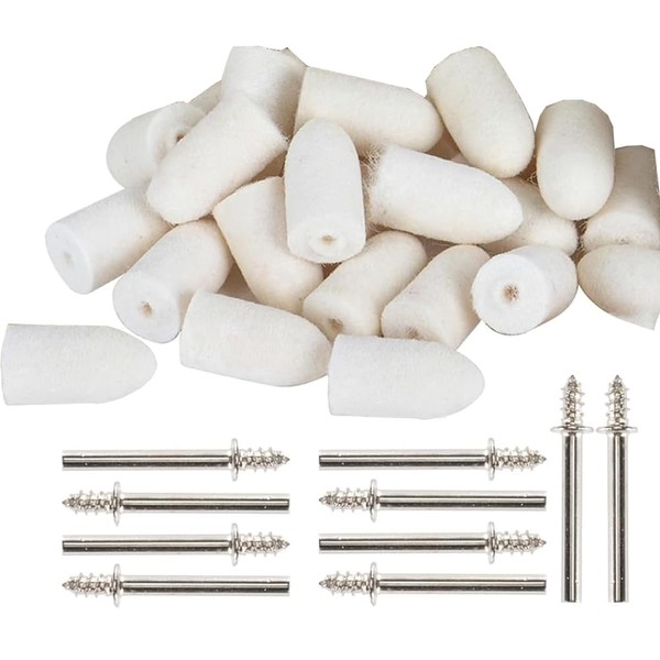 Yesallwas 60 Pcs 10mm Wool Polishing bits - 10 Screw