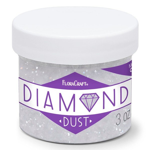 FloraCraft Diamond Dust Glitter 3 Ounce Clear Glass