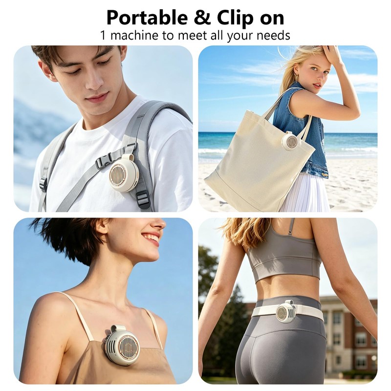 Clip‑On Bladeless Waist Fan, Hands‑Free Portable Personal Cooling Mini Fan