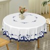TTQYFNM White Navy Blue Round Tablecloth 60 Inch Minimalism Blue