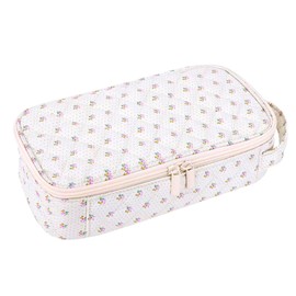 BBIQI Floral Makeup Bag Cute Cosmetic Bag with Compartments Floral Pencil Bag Aesthetic Makeup Case