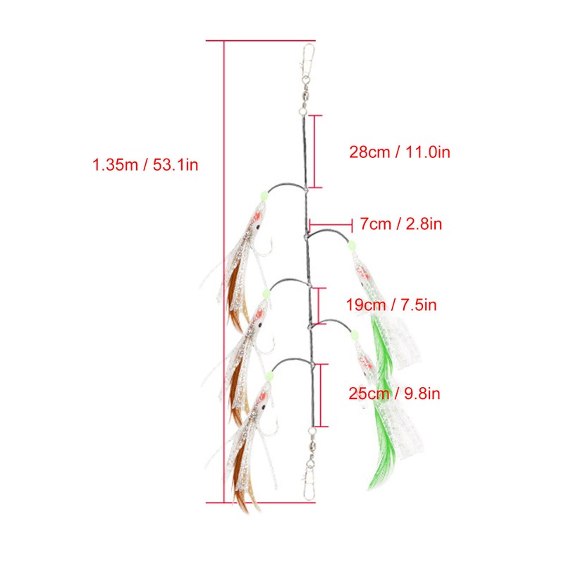 5 Set Octopus Simulation Fishing Rigs Luminous Fishing Lure Bait