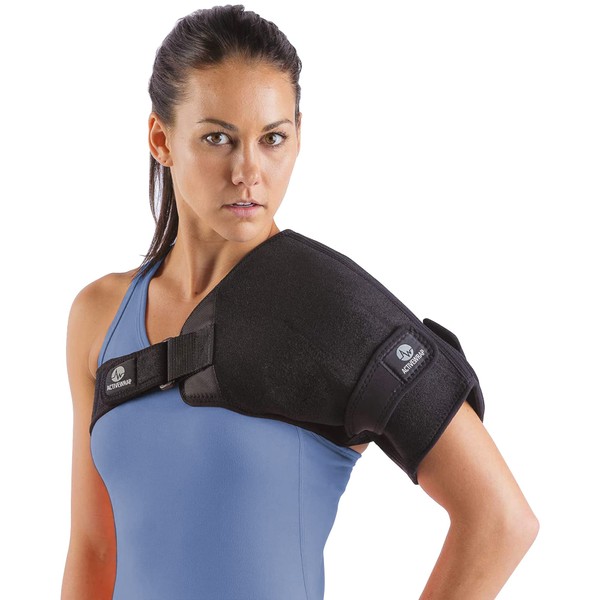 ActiveWrap - Shoulder Ice Pack Wrap with 2 Reusable Hot and Cold Packs and Compression Straps for Shoulder Pain, Shoulder Ice Pack Rotator Cuff Cold Therapy, For Heat and Ice Therapy, Small/Medium