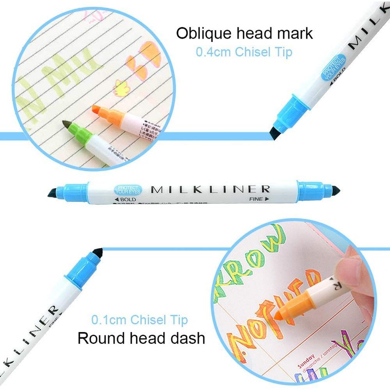EooUooIP Highlighters Pen, 12 Colors Broad and Fine Tips Pastel