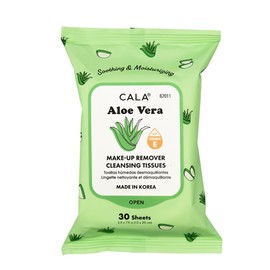 CALA Makeup Remover Cleansing Tissues: Aloe Vera (30 Sheets) - Gentle, Hydrating, and Effective Makeup Removal for All Skin Types (30ct, Aloe Vera)