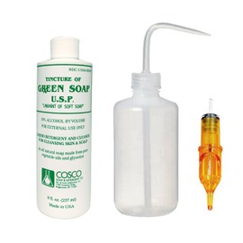 STI Tattoo Supply 8oz Cosco Green Soap Tattoo Stencil Wash and 8oz Spray Bottle, 2 Piece Assortment