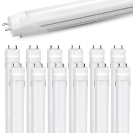 JESLED T8 4FT LED Tube Light Bulbs, 24W 6000K Cool White, 3000LM, 4 Foot T12 LED Replacement for Flourescent Tubes, Ballast Bypass, Dual-end Powered, Frosted, Garage Warehouse Shop Lights(12 Pack)