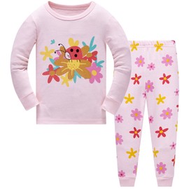 TEDD Girls' Pyjamas, Cotton, Cute, Unicorn, Long Sleeves, Two-Piece Pyjamas Set, Kids’ Sleepwear, Winter, Christmas, Sizes 1-12 Years, Flowers 01