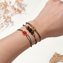 Risyfjew Capricorn Bracelet for Women January Birthstone 8mm Natural Stone Bracelet Healing Crystals Jewelry Birthday Gift