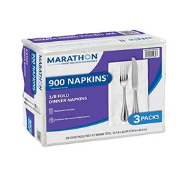 Marathon Dinner Paper Party Napkins, 1/8 Fold, White: (900-count)
