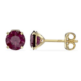 Aeon Jewellery Birthstone Stud Earrings - February Amethyst | 9ct Yellow Gold & Cubic Zirconia Diamond | Polishing Cloth Included