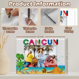TIRYWT Cancun Picture Frame, Acrylic Photo Frame, Family Vacation in Cancun Mexico, Honeymoon, Wedding, Beach Decor, 4x6 Photo Frame for Desk Display -Q05