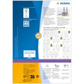 HERMA HERMA 4290 Ordnerrücken Etiketten kurz schmal, 100 Blatt, 192 x 34 mm, 8 pro A4 Bogen, 800 Stück, selbstklebend, bedruckbar, blickdicht, blanko Papier Ordneretiketten Rückenschilder Aufkleber, weiß