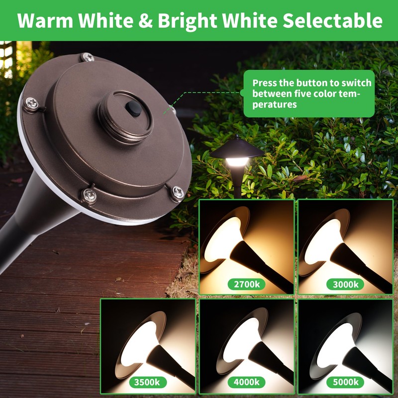 Varmtalys Low Voltage Pathway Lights - 2700K/3000K/3500K/4000K/5000K Selectable Landscape Sidewalk