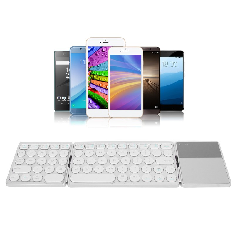 Round Key Bluetooth Foldable Keyboard with Touchpad Universal 140mAh Wireless