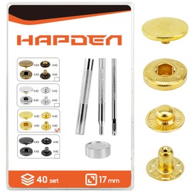 Leather Snaps and Fasteners Kit，12.5mm 40 Sets Metal Snap Buttons with Setter Tools， Sewing Snaps for Clothing，Fabric，Leather, Clothes, Jackets, Bags, DIY Crafting （Gold）