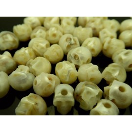 Skull Bead Natural White Pearl Rare High Detail Hand Carved 1.5mm Large Hole