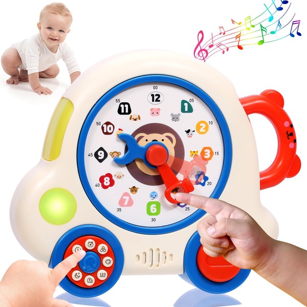 8-in-1 Preschool Learning Clock toys toddlers 1-3, Busy Board Montessori Learning toys for 1 2 3 4 5 Year Old Girls and Boys Birthday Gifts,Educational Activity Developing Sensory Travel toys