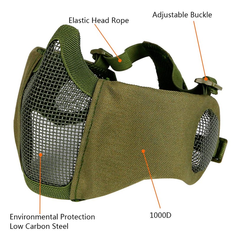 AOUTACC Airsoft Mesh Mask, Half Face Mesh Masks with Hearing